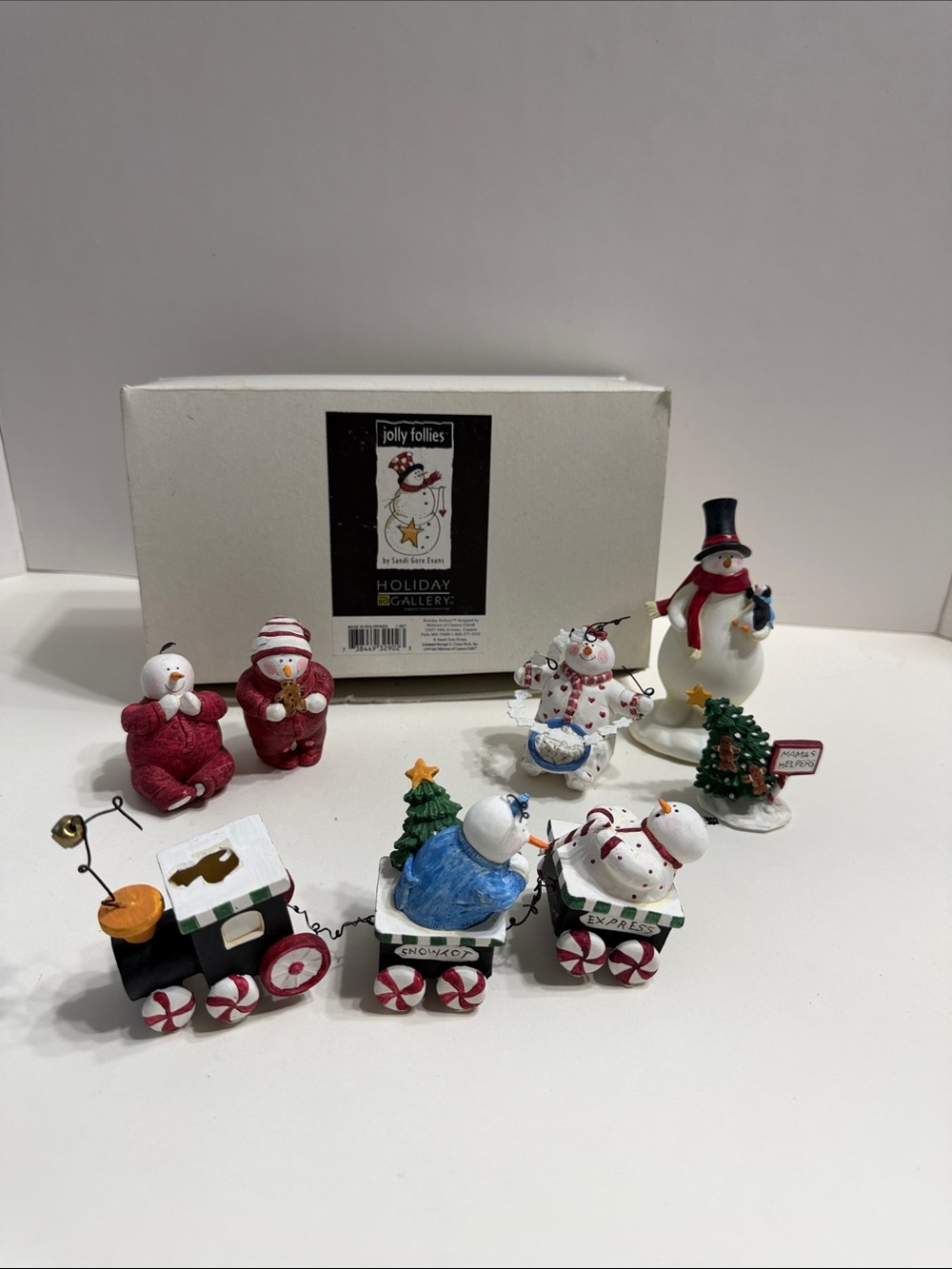 Vintage Jolly Follies Holiday Snowman Train and Figurine Set -